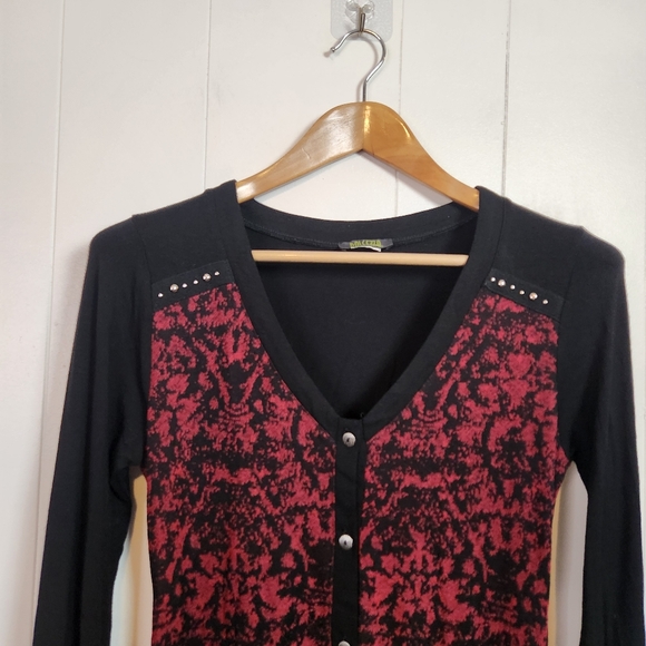 Y2K Whimsigoth Red Black Tunic Mini Dress Dolcezza Long Sleeve Size Small Goth - Picture 4 of 12